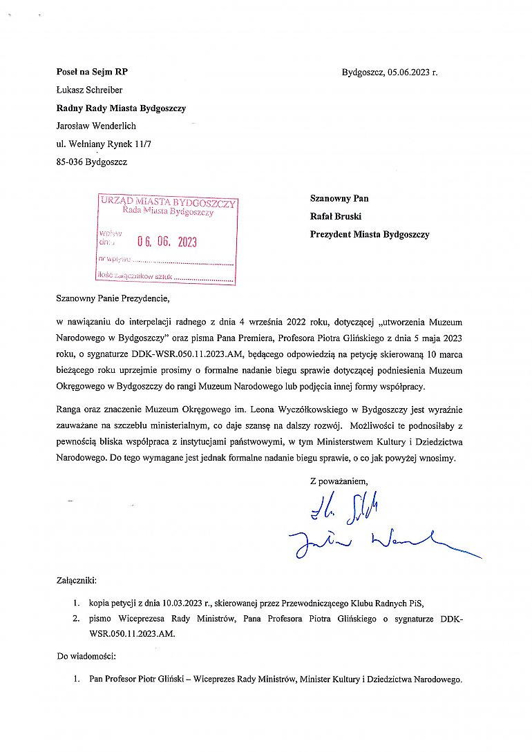Petycja w sprawie utworzenia Muzeum Narodowego w Bydgoszczy
