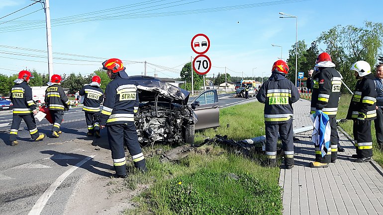 Wypadek drogowy  na drodze  DK25 w miejscowości Tarkowo Dolne, gm. Nowa Wieś Wielka. Droga DK25 zablokowana