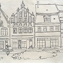 Galeria - Bronisław Z. Nowicki, Domy w Trzebiatowie, długopis, 1967