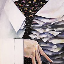 Galeria - Wojciech Nadratowski, Koszula w kartkę, akryl,  płótno, 30x40 cm, 2024