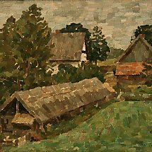 Galeria - 5. Stanisław Matuszczak, Pejzaż, olej 46x39 cm, 1955