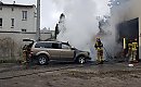Pożar „osobówki” w warsztacie przy ulicy Toruńskiej 