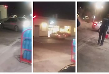 Wjechała samochodem w stację paliw. Policja oddała strzały [VIDEO]