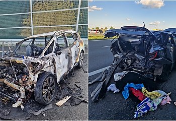 Spłonęło auto na autostradzie A1. Zginął pies