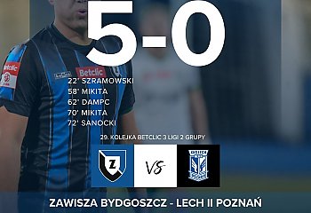 Zawisza rozgromił rezerwy Lecha Poznań i wciąż jest w grze o baraże