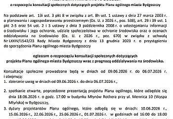 Przyszłość Bydgoszczy pod konsultacjami. Mieszkańcy będą mogli zgłaszać uwagi do planu ogólnego