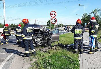 Wypadek drogowy  na drodze  DK25 w miejscowości Tarkowo Dolne, gm. Nowa Wieś Wielka. Droga DK25 zablokowana