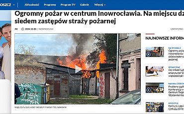 TVP3 Bydgoszcz alarmuje: Ogromny pożar w centrum Inowrocławia