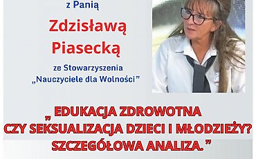 Bydgoszcz: Debata o edukacji zdrowotnej w szkołach – spotkanie z Zdzisławą Piasecką