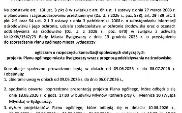 Przyszłość Bydgoszczy pod konsultacjami. Mieszkańcy będą mogli zgłaszać uwagi do planu ogólnego