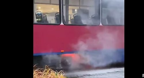 W  Bydgoszczy palił się tramwaj. Jest film