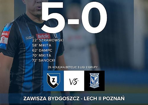 Zawisza rozgromił rezerwy Lecha Poznań i wciąż jest w grze o baraże