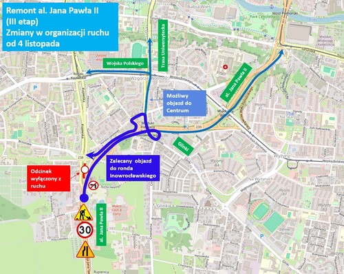 Uwaga, Bydgoszcz! Zmiany na al. Jana Pawła II już dziś!