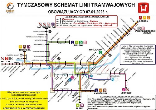 Zamast tramwaju, autobus...i korki. Dziś rozpoczęła się przebudowa pętli Las Gdański w Bydgoszczy.
