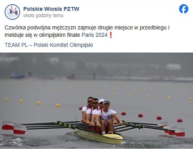 Płyną po medale. Czwórka podwójna mężczyzn już w finale [PARYŻ 2024]