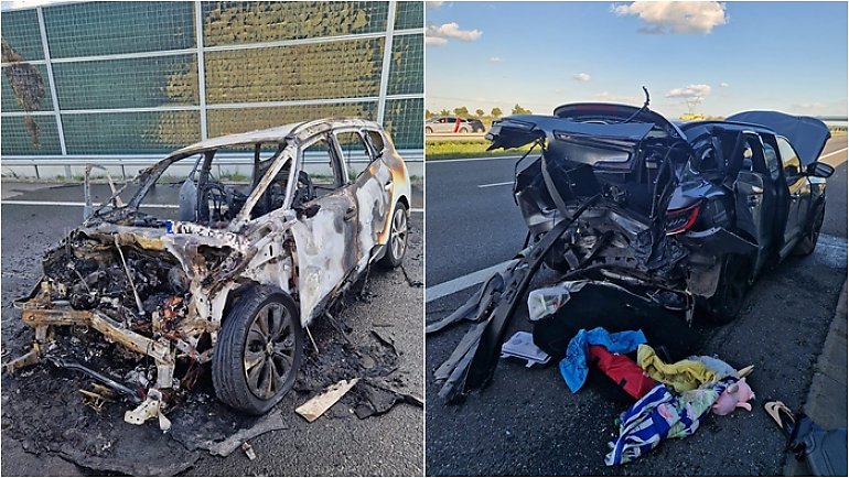 Spłonęło auto na autostradzie A1. Zginął pies