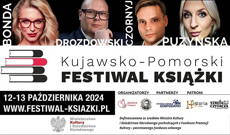 Katarzyna Bonda, Max Czornyj i Katarzyna Puzyńska będą na Kujawsko-Pomorskim Festiwalu Książki w Bydgoszczy