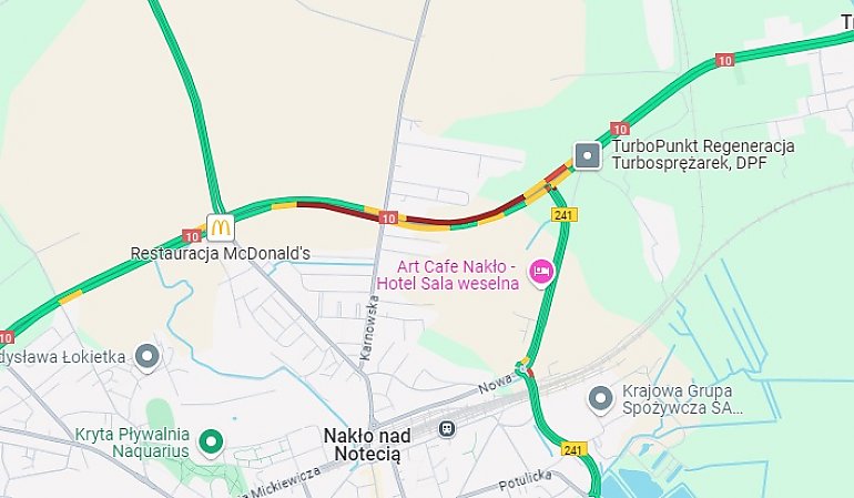 Wypadek na obwodnicy Nakła. Utrudnienia na DK10 [Z OSTATNIEJ CHWILI]