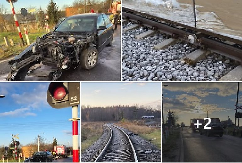 Wypadek na przejeździe kolejowym. Szynobus zderzył się z autem osobowym