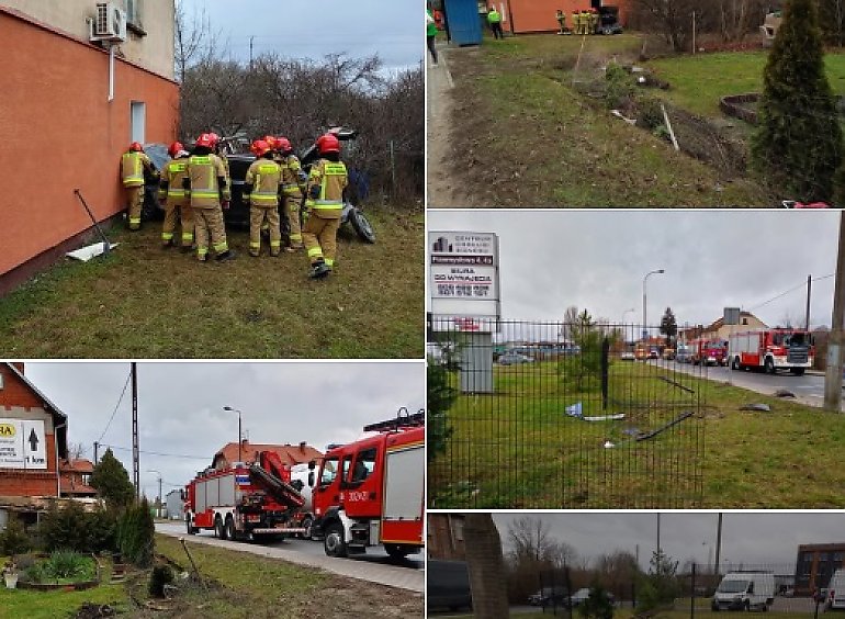 Auto wjechało w budynek. Kierowca trafił do szpitala