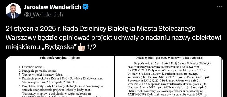 Ulica Bydgoska będzie w Warszawie. Na Białołęce...