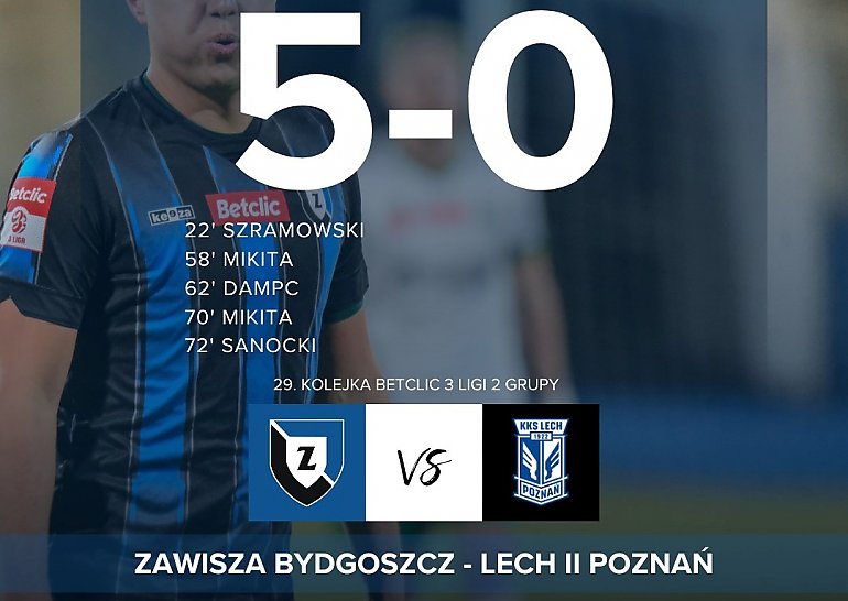 Zawisza rozgromił rezerwy Lecha Poznań i wciąż jest w grze o baraże