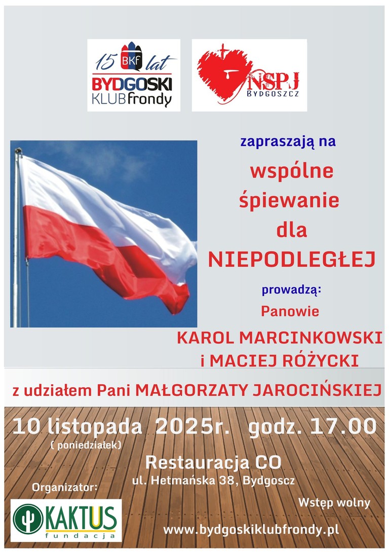 Śpiewanie dla Niepodległej w sercu Bydgoszczy!