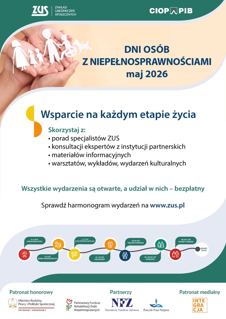 ZUS zaprasza na Dni Osób z Niepełnosprawnością: skorzystaj z darmowych porad i konsultacji!