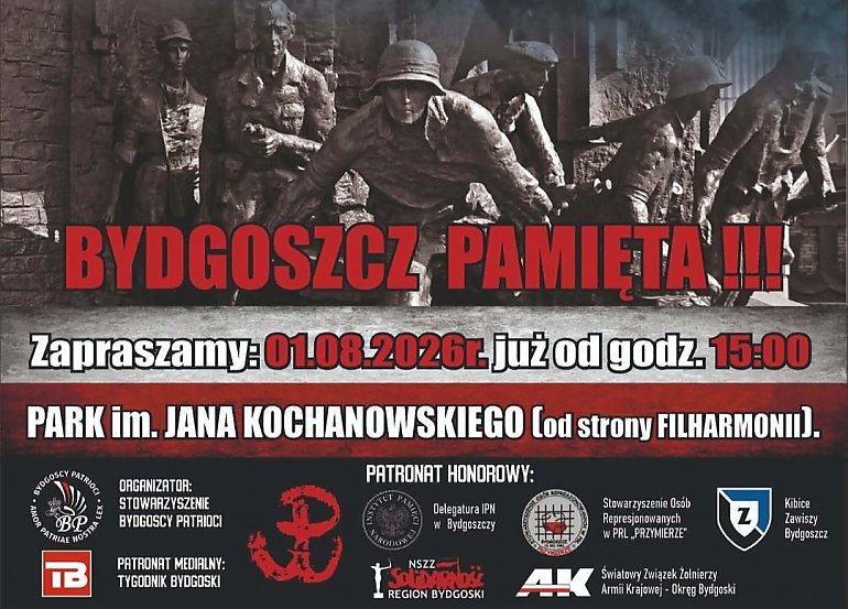 Bydgoszcz uczci 82. rocznicę wybuchu Powstania Warszawskiego. W programie rekonstrukcje, wspólne śpiewanie i godzina „W”