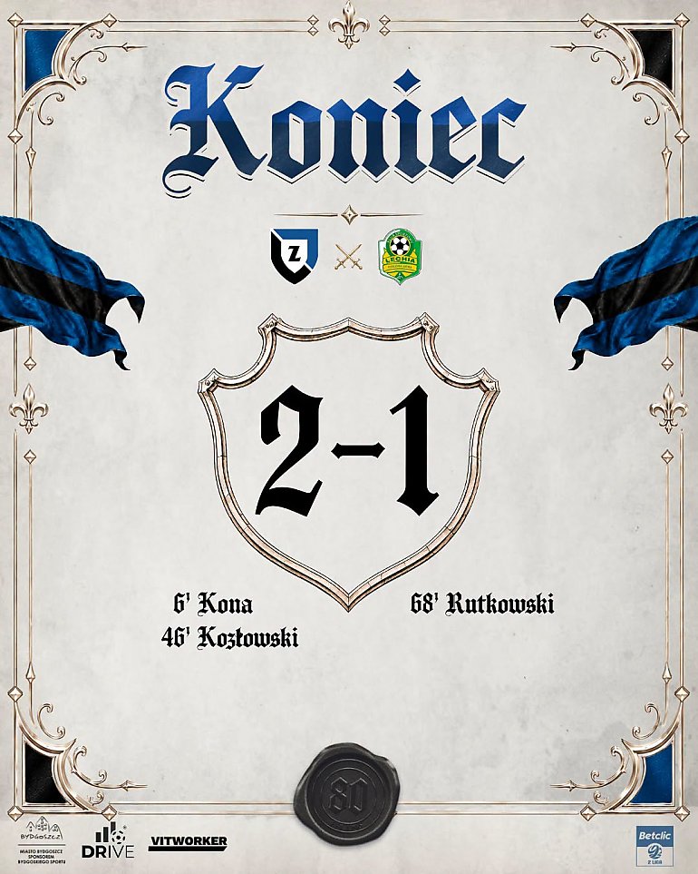 Zawisza pokonał Lechię i jest siódmy w tabeli po czterech kolejkach Betclic 2. ligi