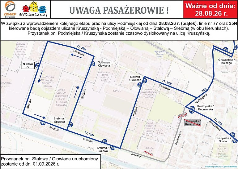 Duże zmiany na Osowej Górze. Nowy wlot, koniec objazdu Krogulczą i przeniesione przystanki